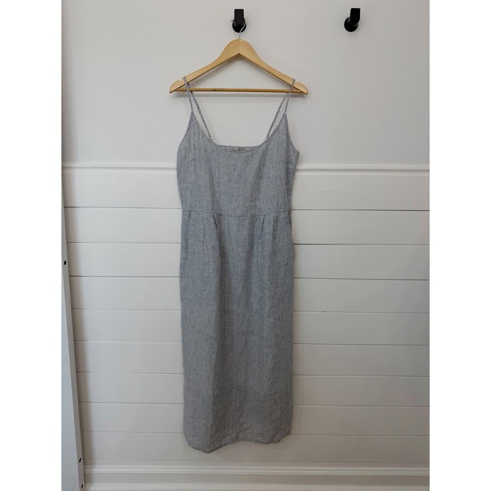 Women’s Quince 100% European Linen Scoop Neck MIDI Dress Large L - Picture 4 of 11